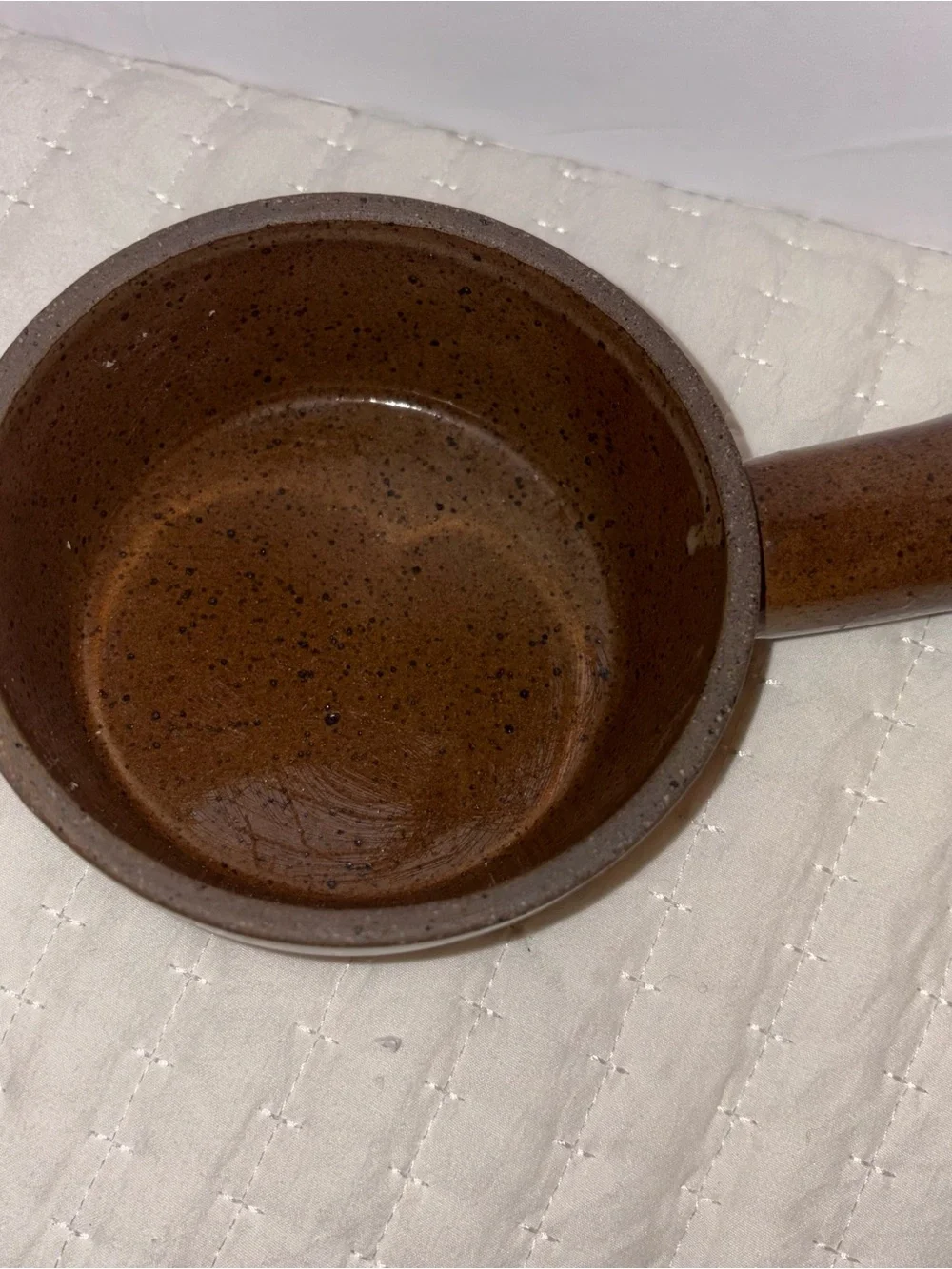 Speckled Brown Ceramic Saucepan with Handle
